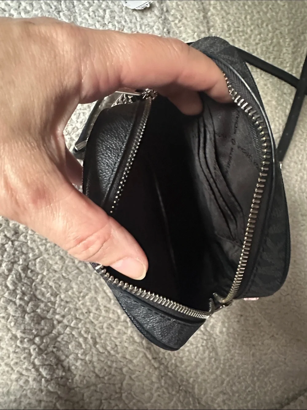 Michael Kors Black Men’s Messenger Crossbody with Silver Chain Detail